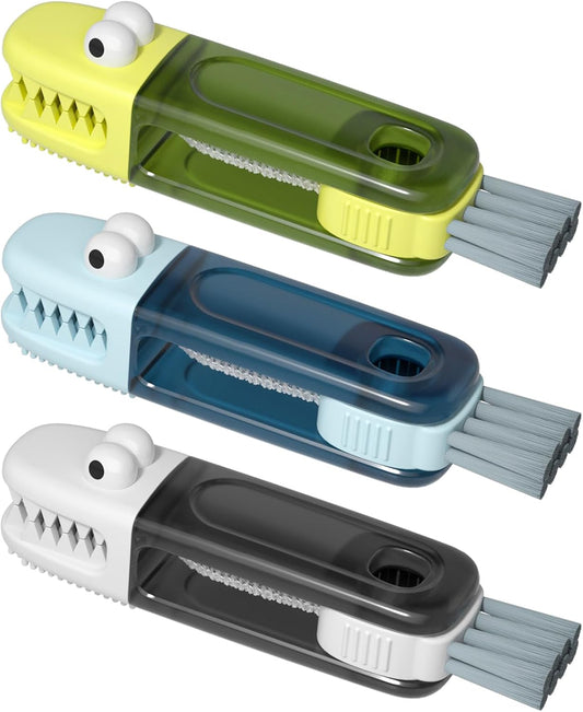 3 in 1 Cup Lid Gap Cleaning Brush Set, Multifunctional Bottle Cleaning Brush, Silicone Cup Lid Gap Cleaner, Home Kitchen Crevice Cleaning Tools (Multicolored-3Pcs)