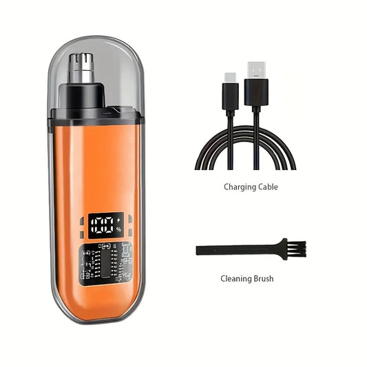 Men'S Nose Hair Trimmer USB Rechargeable Electric Nose Ear Hair Clipper LED Display Portable Grooming Tool