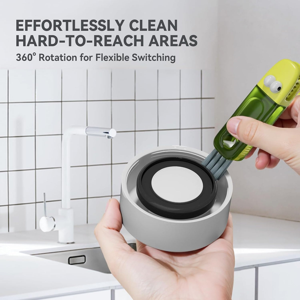 3 in 1 Cup Lid Gap Cleaning Brush Set, Multifunctional Bottle Cleaning Brush, Silicone Cup Lid Gap Cleaner, Home Kitchen Crevice Cleaning Tools (Multicolored-3Pcs)