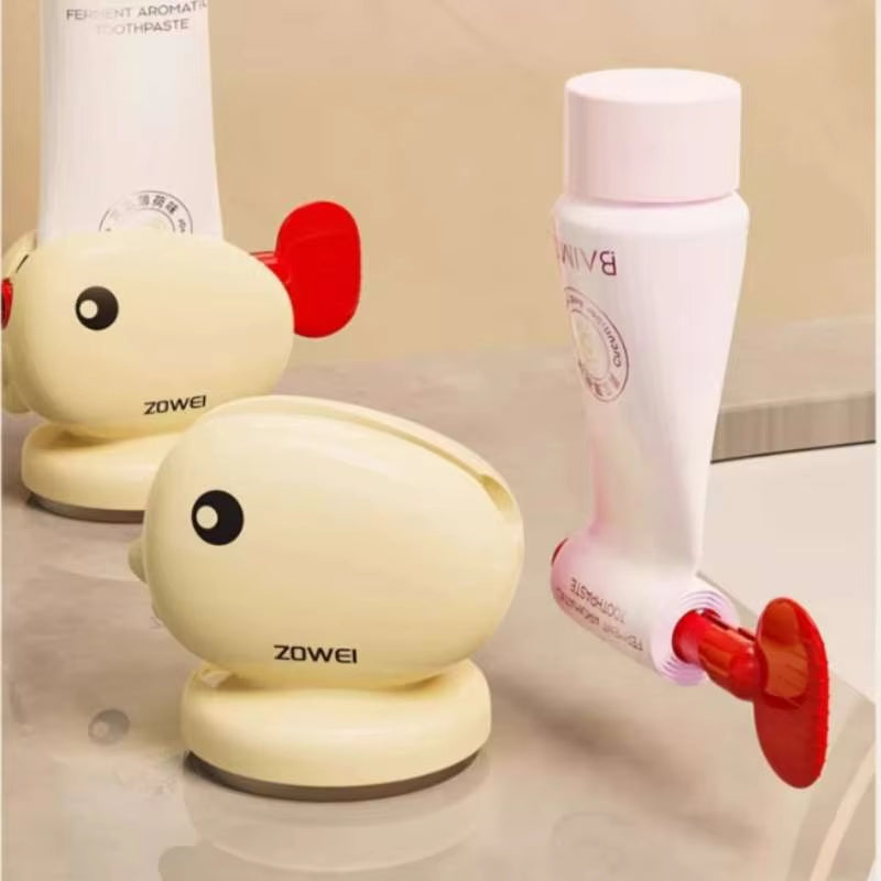 Cute Whale Manual Toothpaste Squeezer Storage Rack with Suction Cup Toothpaste Rolling Dispenser Facial Cleanser Squeeze Clip