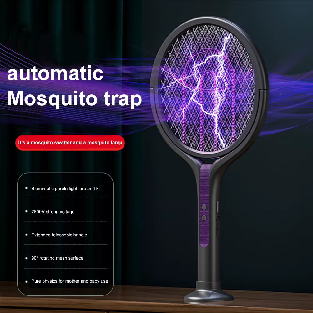 New 2-In-1 Mosquito Killer Lamp Multifunctional Angle Telescopic Mosquito Swatter USB Rechargeable Mosquito Swatter Bat Swatter