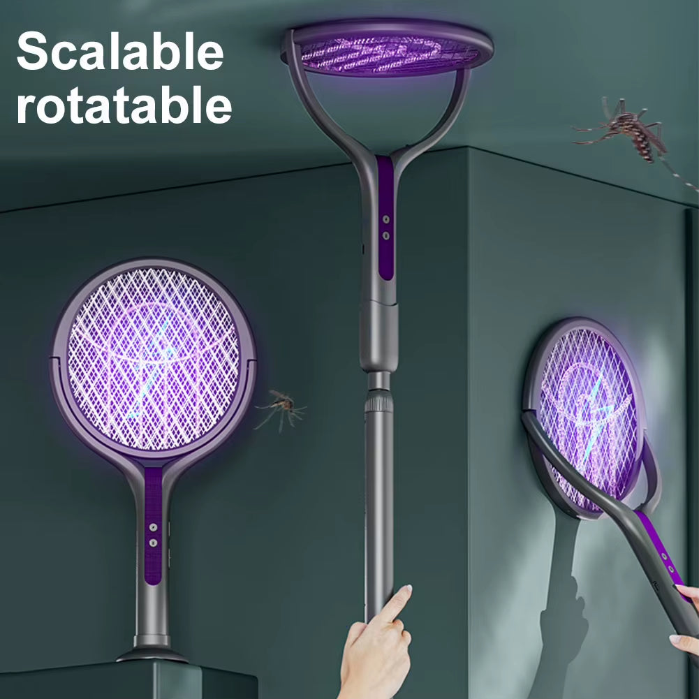 New 2-In-1 Mosquito Killer Lamp Multifunctional Angle Telescopic Mosquito Swatter USB Rechargeable Mosquito Swatter Bat Swatter
