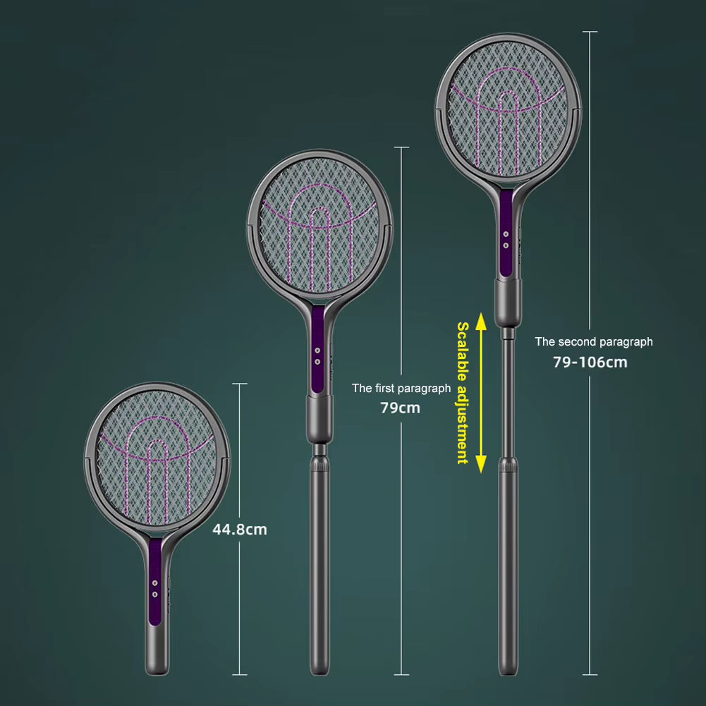 New 2-In-1 Mosquito Killer Lamp Multifunctional Angle Telescopic Mosquito Swatter USB Rechargeable Mosquito Swatter Bat Swatter
